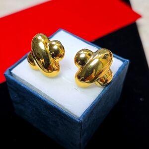 Elegant Gold Tone Knot Stud Earrings